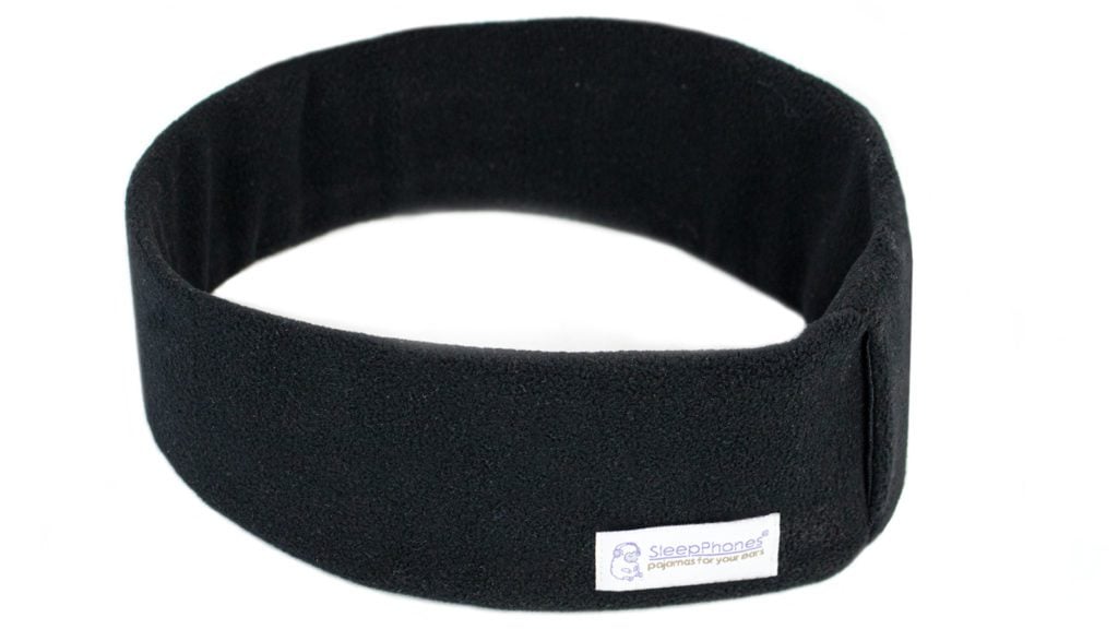 close up of SleepPhones headband headphones in black