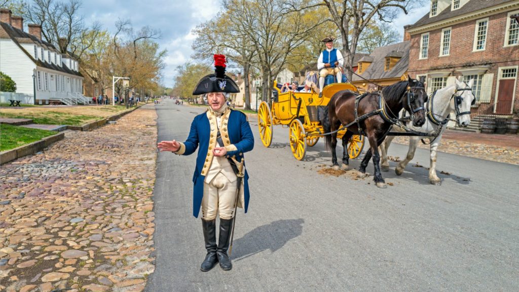 Major General Marquis de Lafayette in downtown colonial Williamsburg (Photo: Shutterstock)