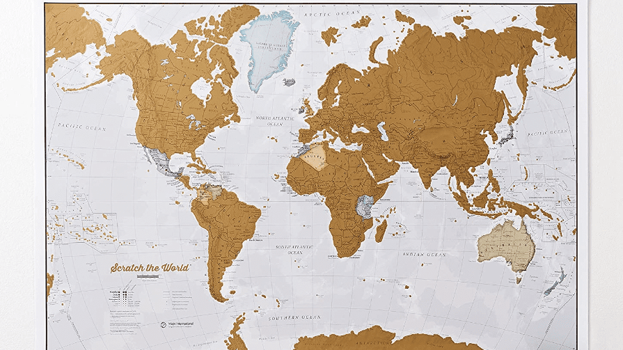 image of a scratch-off world map travel gift