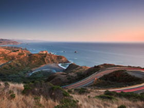 evening time lapse of highway 1 and the Pacific