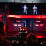 Guests flee the First Order inside Star Wars: Galaxy’s Edge (Photo: Matt Stroshane)