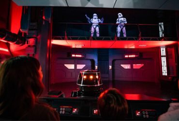 Guests flee the First Order inside Star Wars: Galaxy’s Edge (Photo: Matt Stroshane)