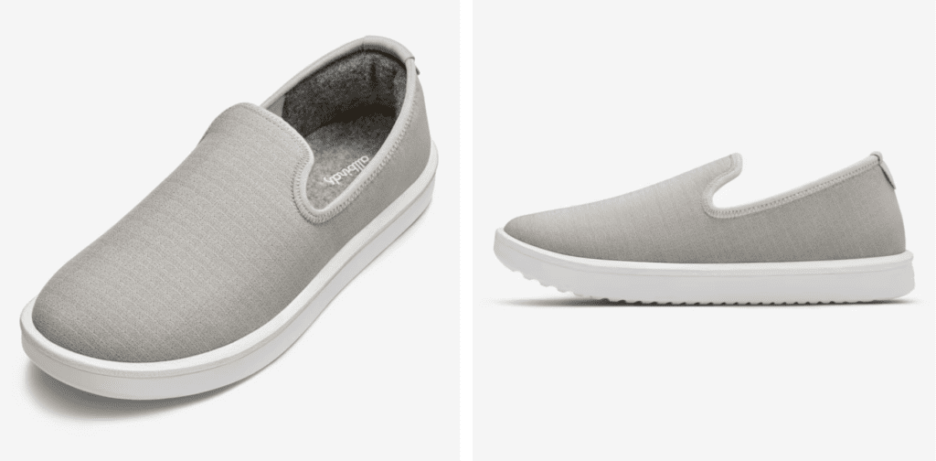 front view and side view of Allbirds Wool Loungers in gray