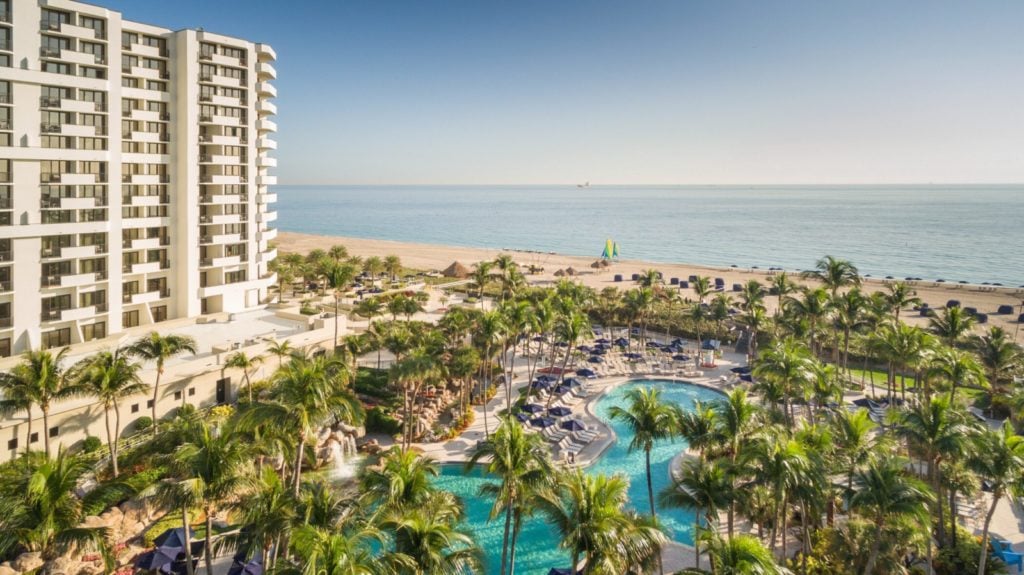 view of the Fort Lauderdale Marriott's pools and beach