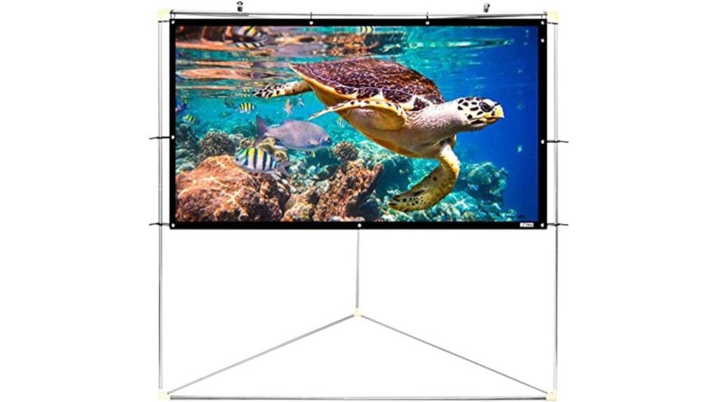 Pyle 100-inch Outdoor Portable Matt White Theater TV Projector Screen with Triangle Stand (Photo: Amazon)