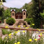 Chimayo New Mexico churchyard with flowers