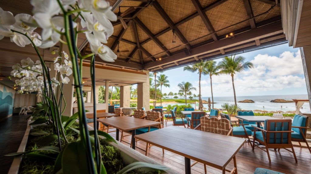 The open-air dining room at Ama Ama, Aulani's upscale restaurant.