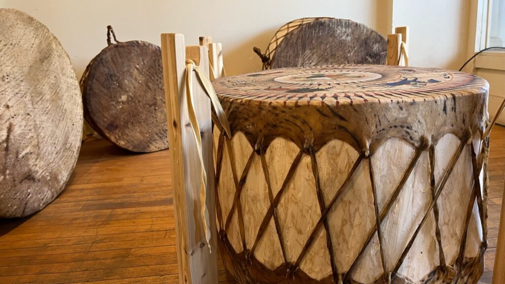 close up of handmade drum at the Dakota Drum Company