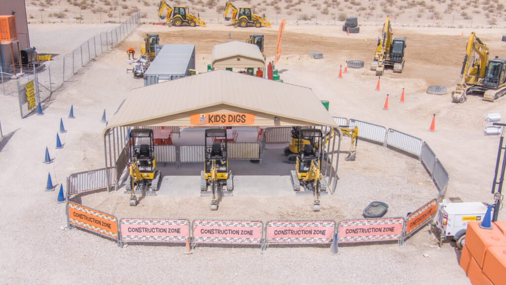 Kids area with construction equipment at Dig This Las Vegas