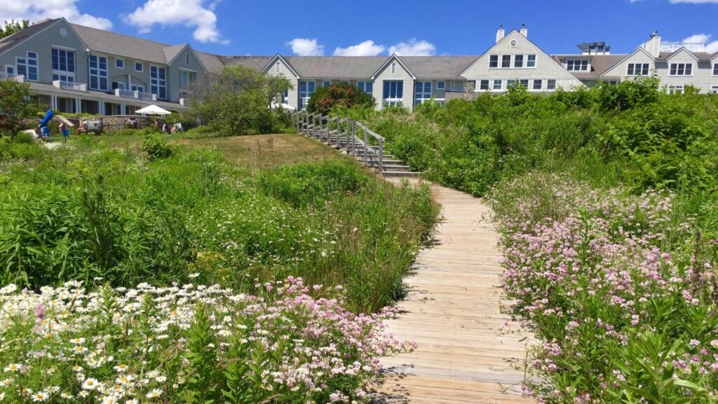A private boardwalk leads from Inn by the Sea to sandy Crescent Beach (Photo: Inn by the Sea)