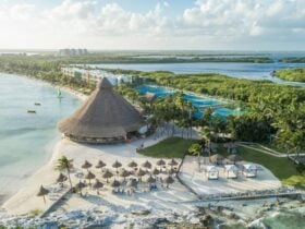 aerial view of Club Med Cancun with view of Taco Arte and Taco Arte Beach