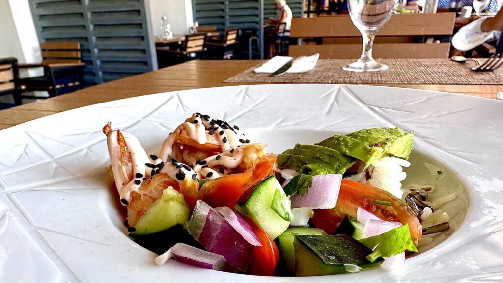 Shrimp and salad at Club Med Cancun