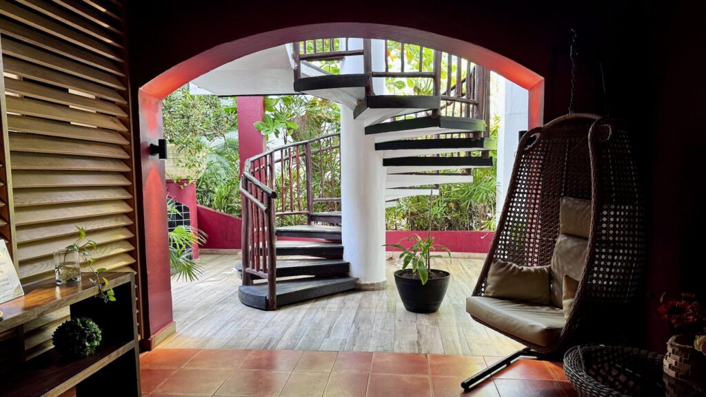 spiral staircase at the Spa at Club Med Cancun