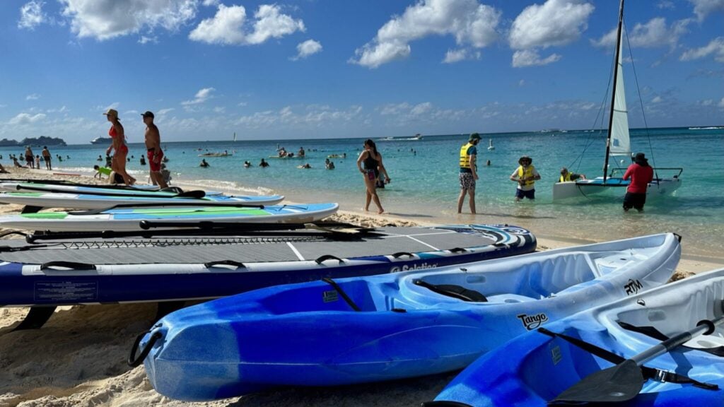 kayaks, stand-up paddleboards, and sailboats at the Westin Seven Mile Beach Resort