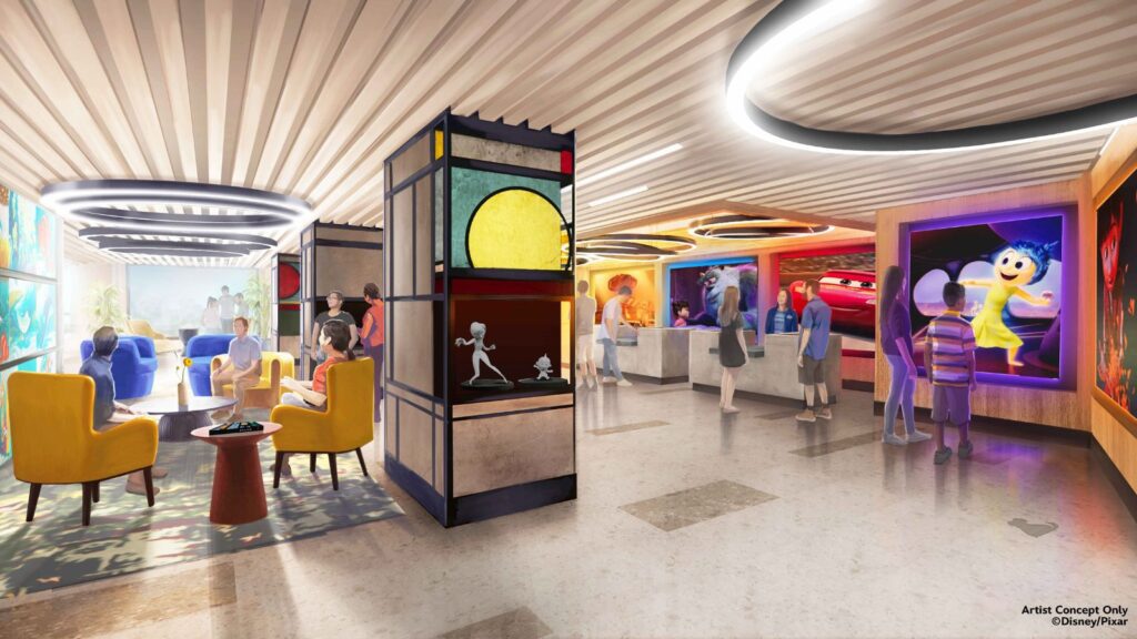 Artist rendering of the lobby at the Pixar Place Hotel at the Disneyland Resort (Credit: Disneyland)