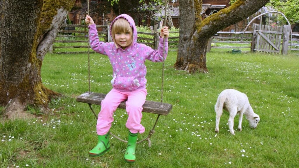 Child on a swing at Leaping Lamb Farm (Photo: Leaping Lamb Farm)