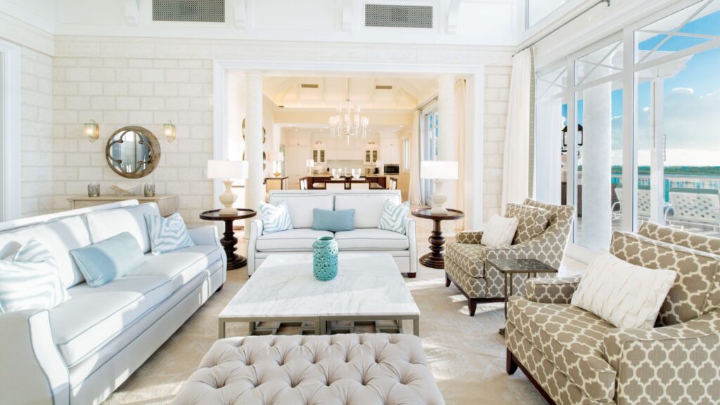 A suite at The Shore Club on Turks and Caicos overlooking the beach