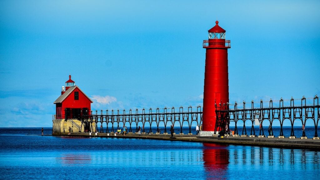 The Grand Haven Lighthouse on Lake Michigan