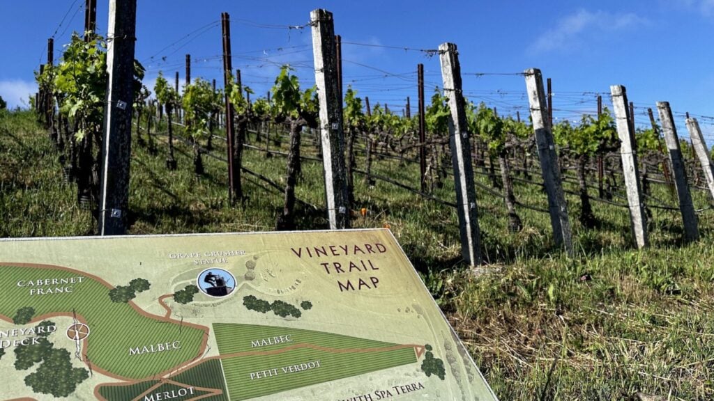 vineyard and walking path map at the Meritage in Napa