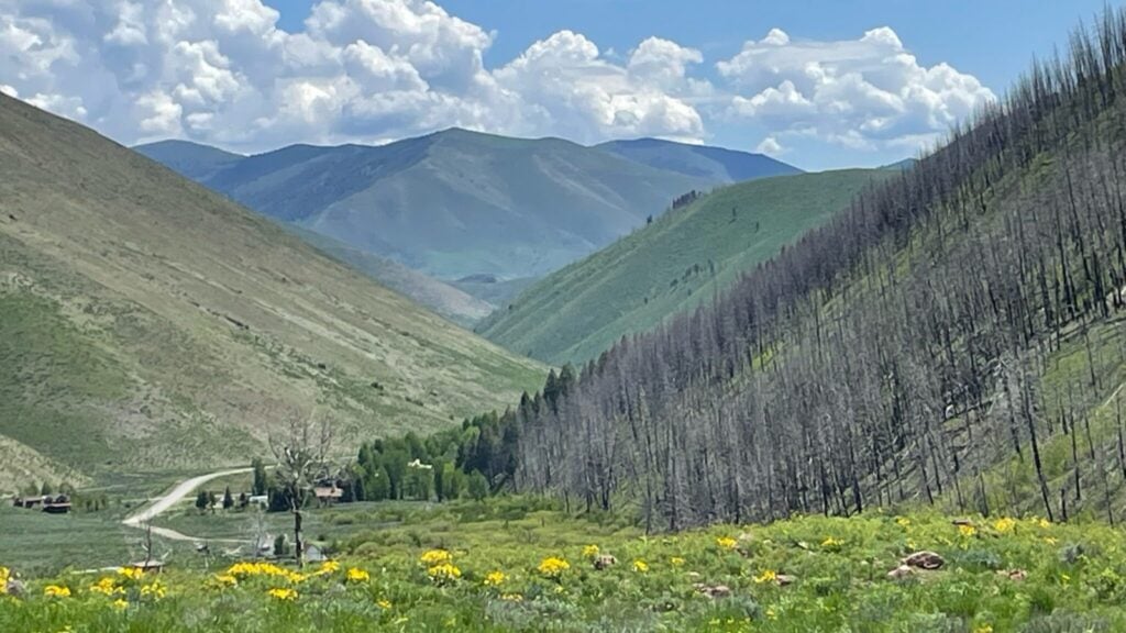view of mountains and valley in Sun Valley Idaho/Ketchum Idaho