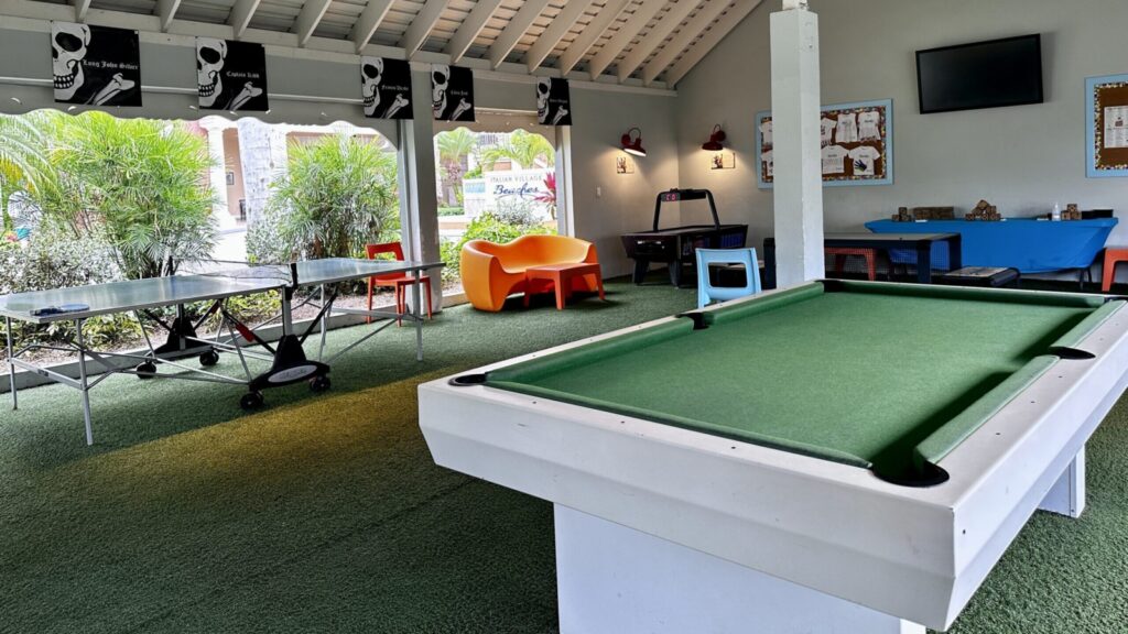 Kids hangout zone at Beaches Resort with pool table and other games