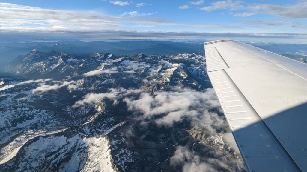 Delta flight over the Rocky Mountains
