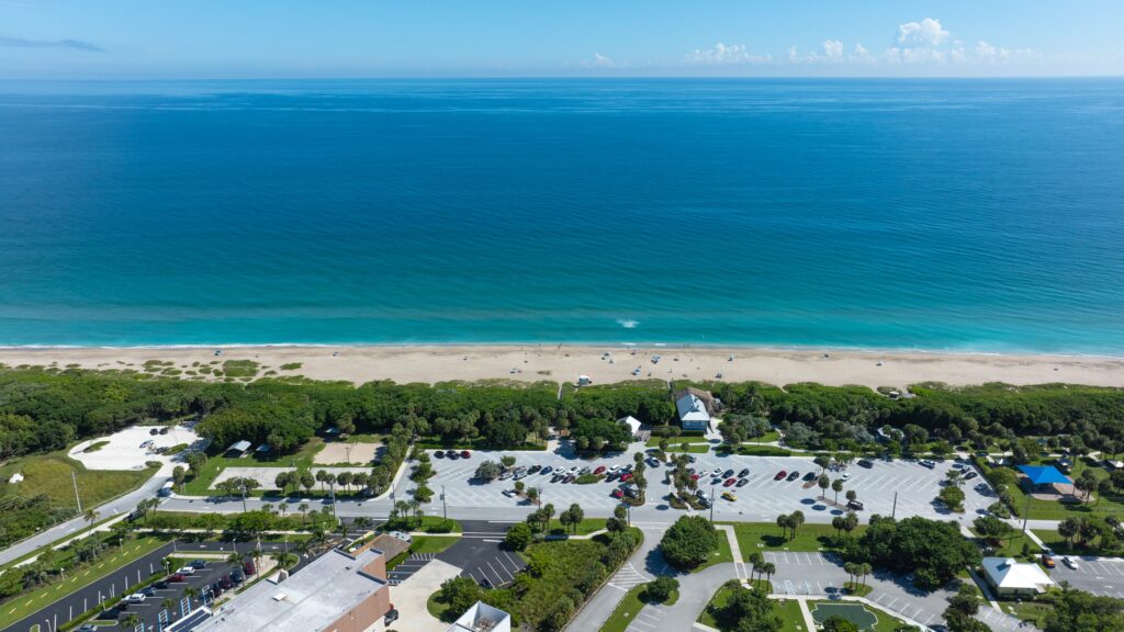 An aerial view of Stuart Beach in Stuart, Florida