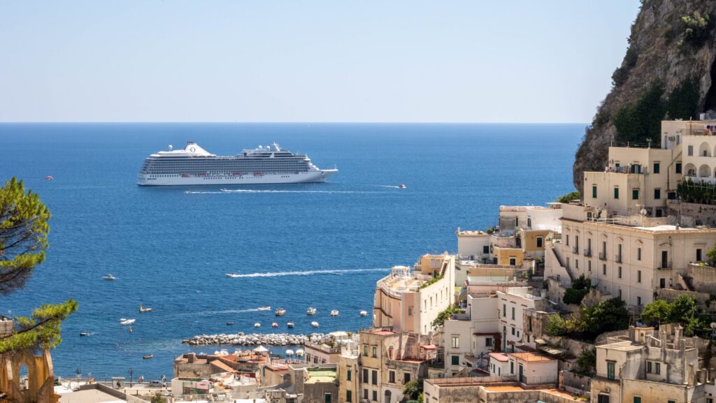 Cruise ship seen from the Amalfi Coast