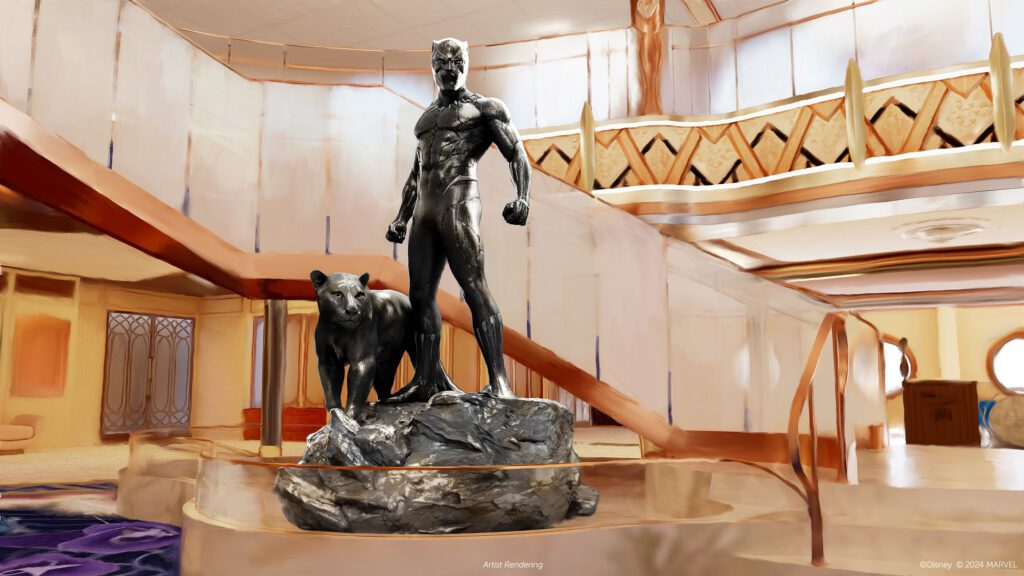 Disney Cruise Line's newest ship the Disney Destiny will feature a statue of Black Panther in the Grand Hall. 