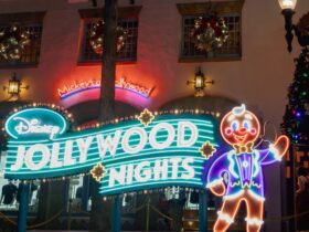 Neon sign for Disney Jollywood Nights