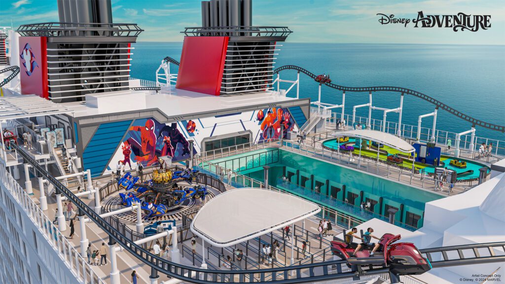 Artist rendering of Marvel Landing on the Disney Adventure