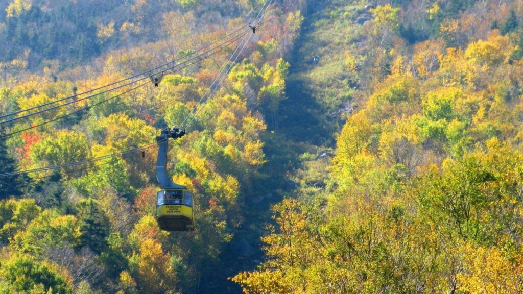 Get a bird's eye view of New Hampshire's fall color on the Cannon Mountain Aerial Tramway (Photo: Visit White Mountains)