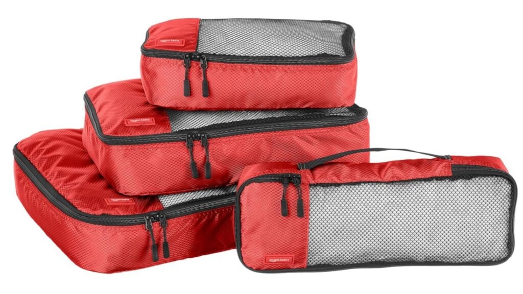 Amazon Basics Packing Cubes in Red