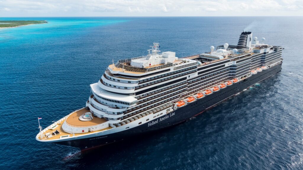 An aerial view of Holland America's Rotterdam ship