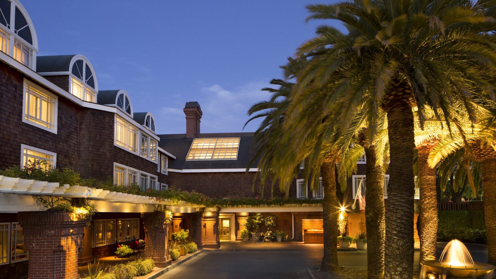 Stanford Park Hotel exterior at night