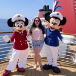 Megan with Captain Mickey and Captain Minnie on Disney Cruise Line