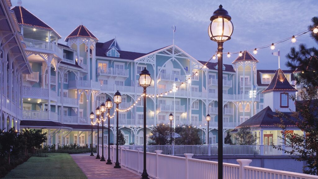 Disney's Beach Club resort at night
