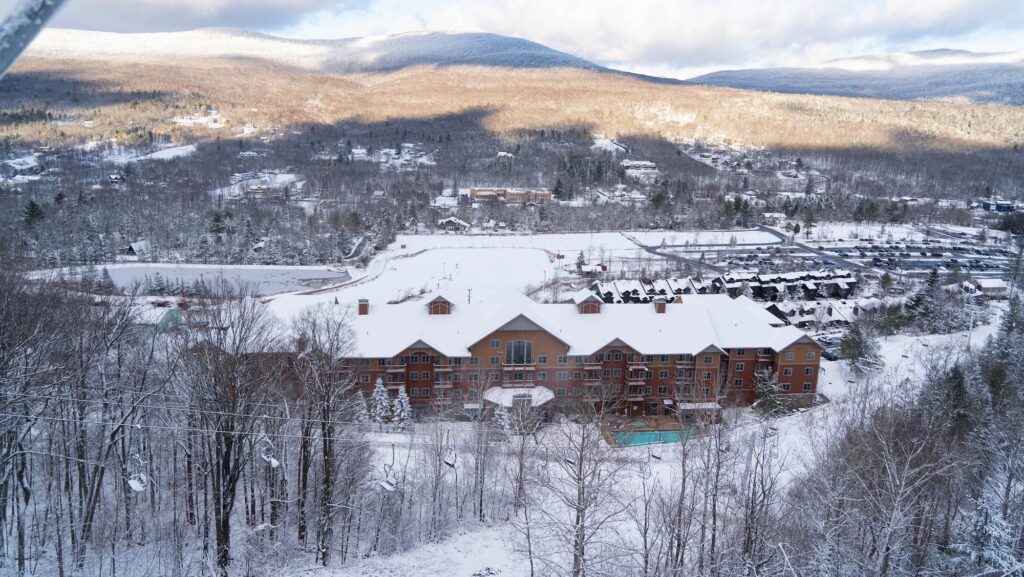 view of Hunter Mountain ski resort area in the Catskills