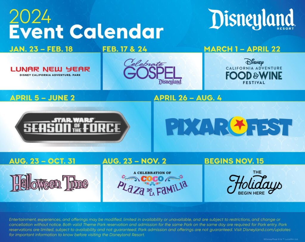 2024 Disney Festivals and Events Calendar