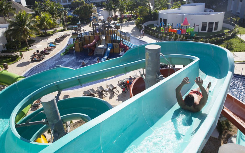 A view from the top of a waterslide at Royalton Blue Waters