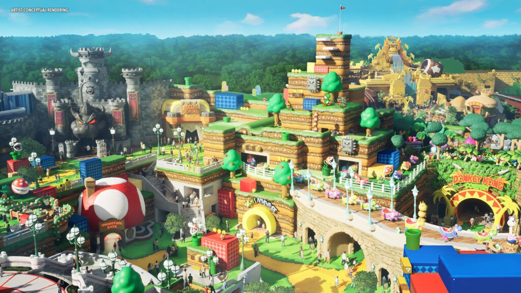 Artist rendering of Super Nintendo World at Epic Universe