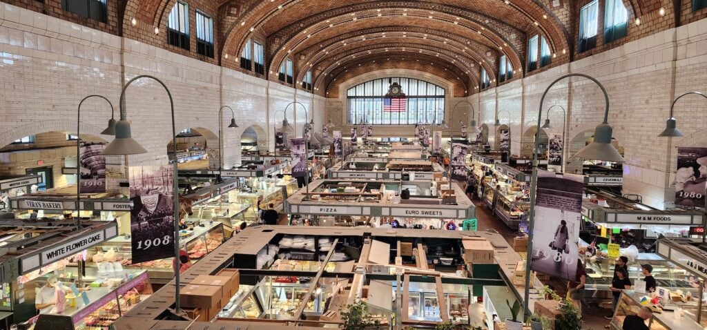 View of the West Side Market from the second floor observation deck. 