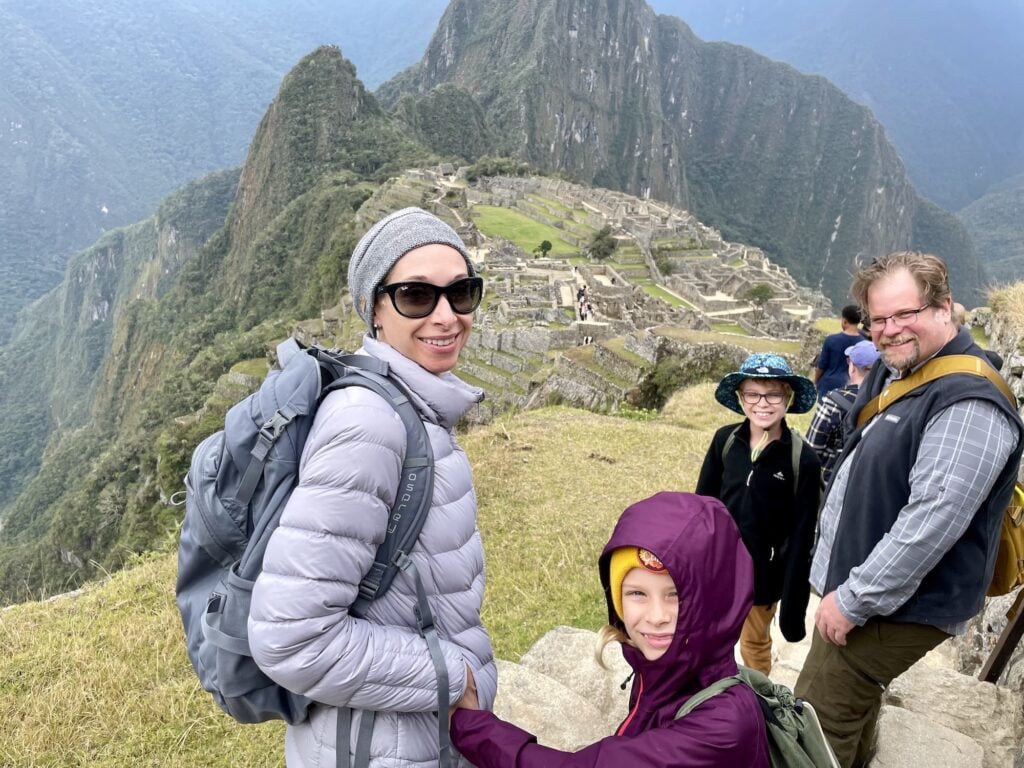 Christine Sarkis and her family at Machu Picchu in Peru