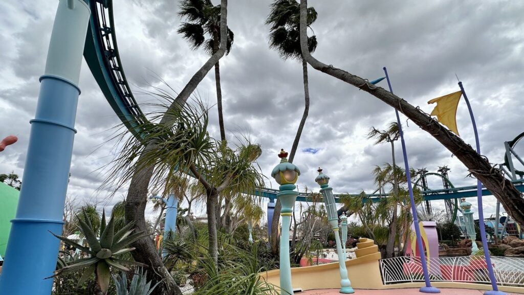 Crooked palm trees at Seuss Landing