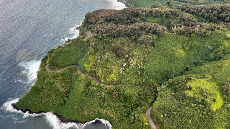aerial view of the Hana Highway on Maui