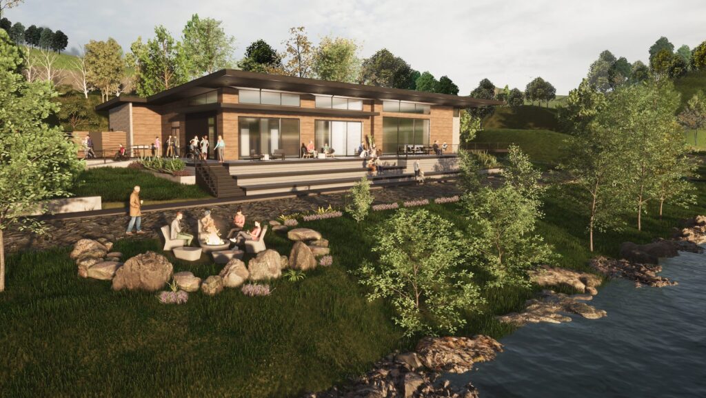 Rendering of AutoCamp Asheville along the French Broad River