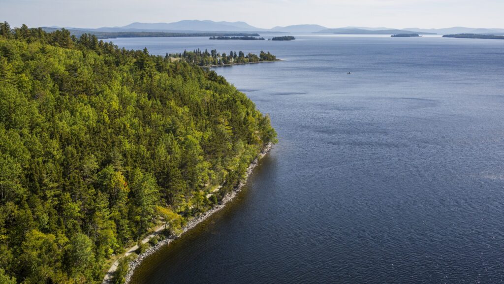 An aerial view of Moosehead Lake in Maine