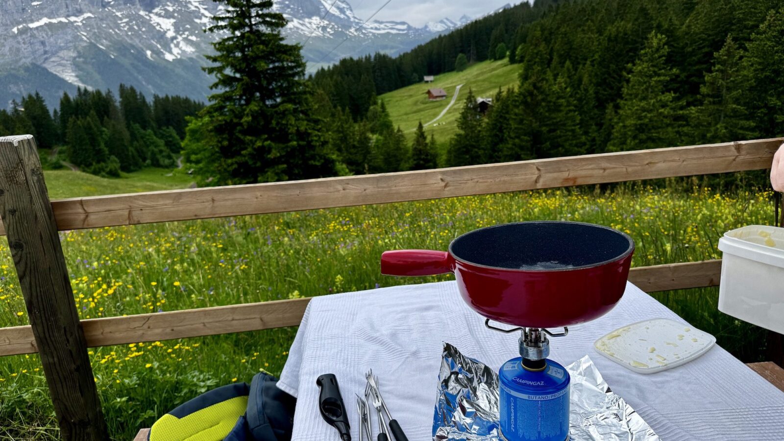 fondue picnic in Switzerland