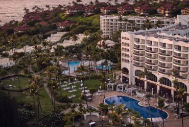 Aerial view of Fairmont Kea Lani resort and ocean