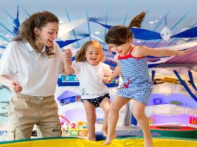 care giver playing with toddlers on an MSC cruise